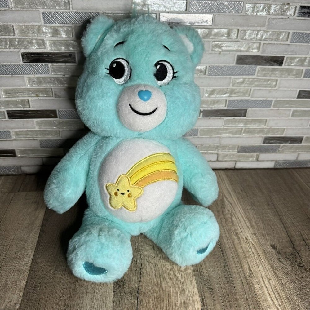 2020 Care Bears Soft Cuddly 14" Big Stuffed Animal Wish Bear Excellent Condition